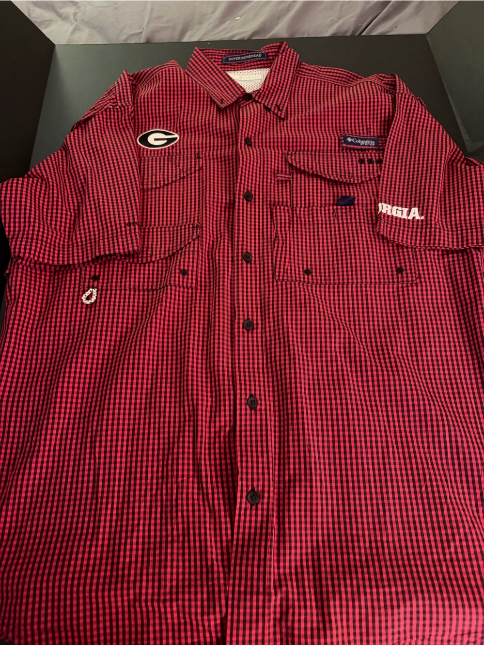 Columbia PHG Georgia Bulldogs Red Check Performance Shirt Men’s Medium